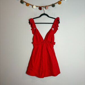 Angel Biba red ruffle mini dress